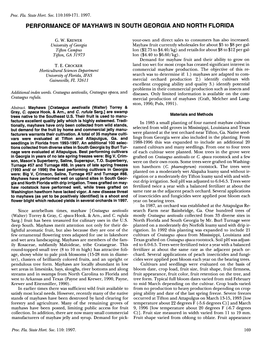 Performance of Mayhaws in South Georgia and North Florida