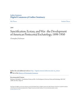 The Development of American Pentecostal Eschatology, 1898-1950 Christopher J