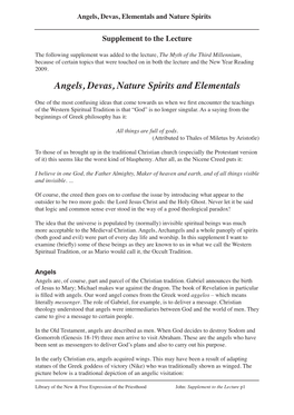 Angels, Devas, Nature Spirits and Elementals