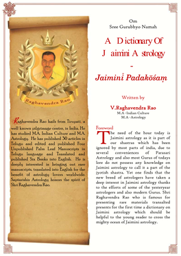A Dictionary of Jaimini Astrology