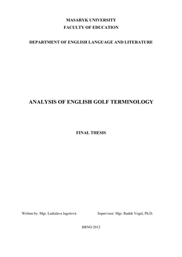 Analysis of English Golf Terminology