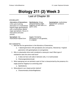 Biol 211 (2) Chapter 30/31