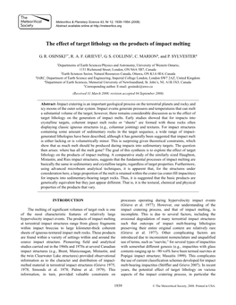 The Effect of Target Lithology on the Products of Impact Melting