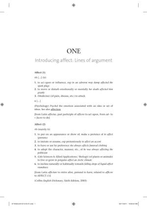 Introducing Affect: Lines of Argument