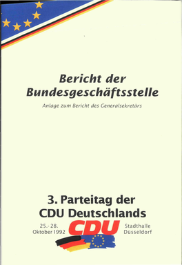 Bericht Der Bundesgeschäftsstelle 3. Parteitag Der CDU Deutschlands