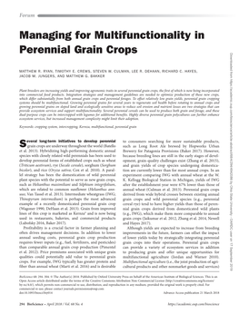 Managing for Multifunctionality in Perennial Grain Crops