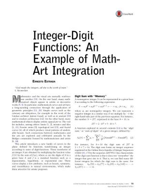 Integer-Digit Functions: an Example of Math-Art Integration