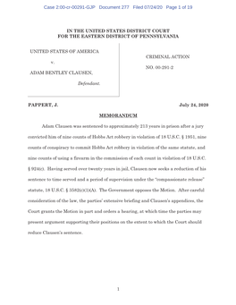 Case 2:00-Cr-00291-GJP Document 277 Filed 07/24/20 Page 1 of 19