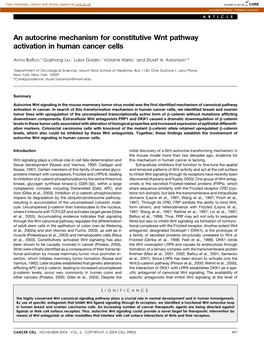 An Autocrine Mechanism for Constitutive Wnt Pathway Activation in Human Cancer Cells