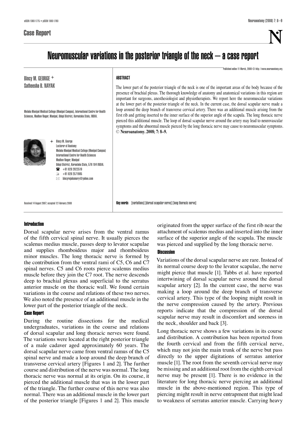 Neuromuscular Variations in the Posterior Triangle of the Neck – a Case Report