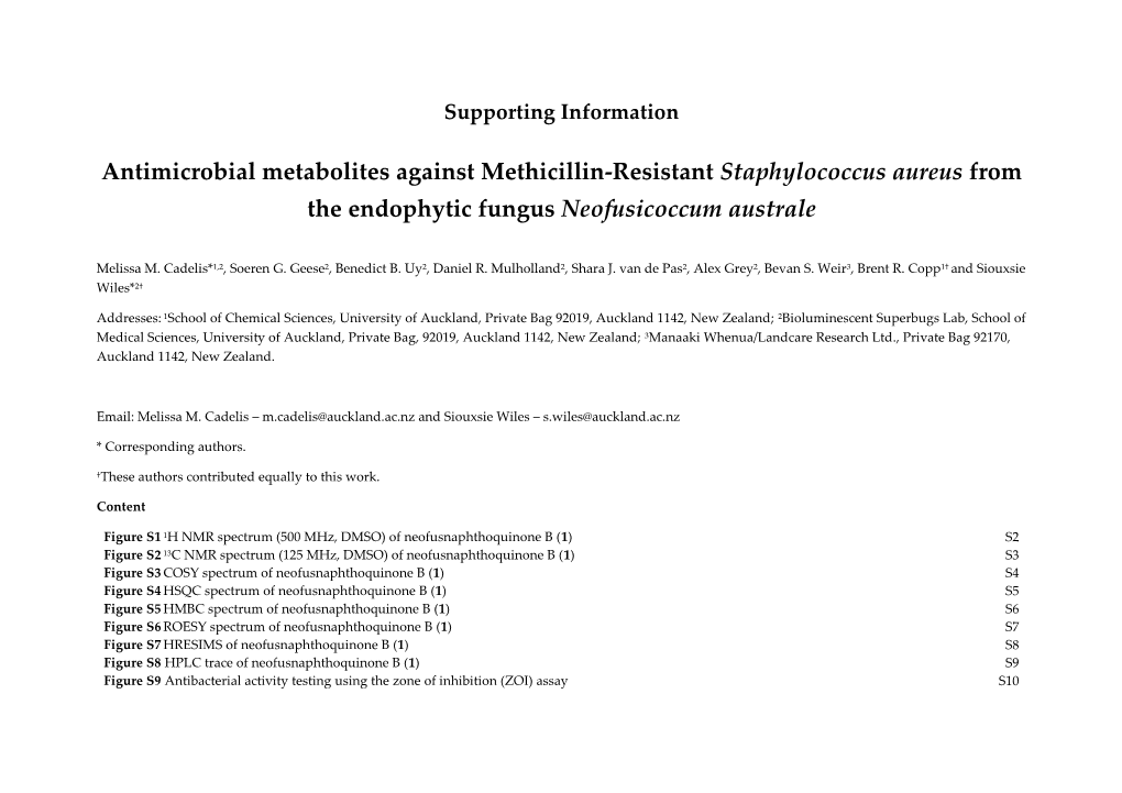 Antimicrobial Metabolites Against Methicillin-Resistant Staphylococcus Aureus from the Endophytic Fungus Neofusicoccum Australe