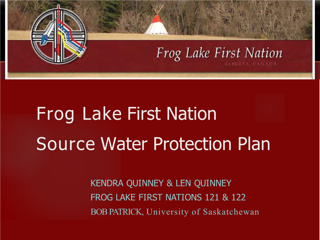 Frog Lake Source Water Protection Plan