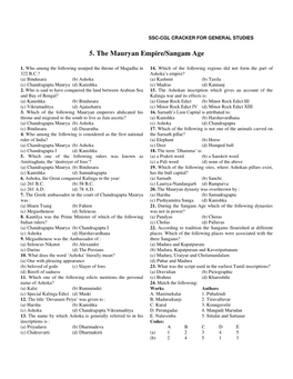 5. the Mauryan Empire/Sangam Age