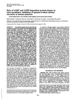 Role of Cgmp and Cgmp-Dependent Protein Kinase in Nitrovasodilator