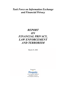 Report on Financial Privacy, Law Enforcement and Terrorism