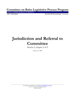 Jurisdiction and Referral to Committee Section 2, Chapter 2 of 2