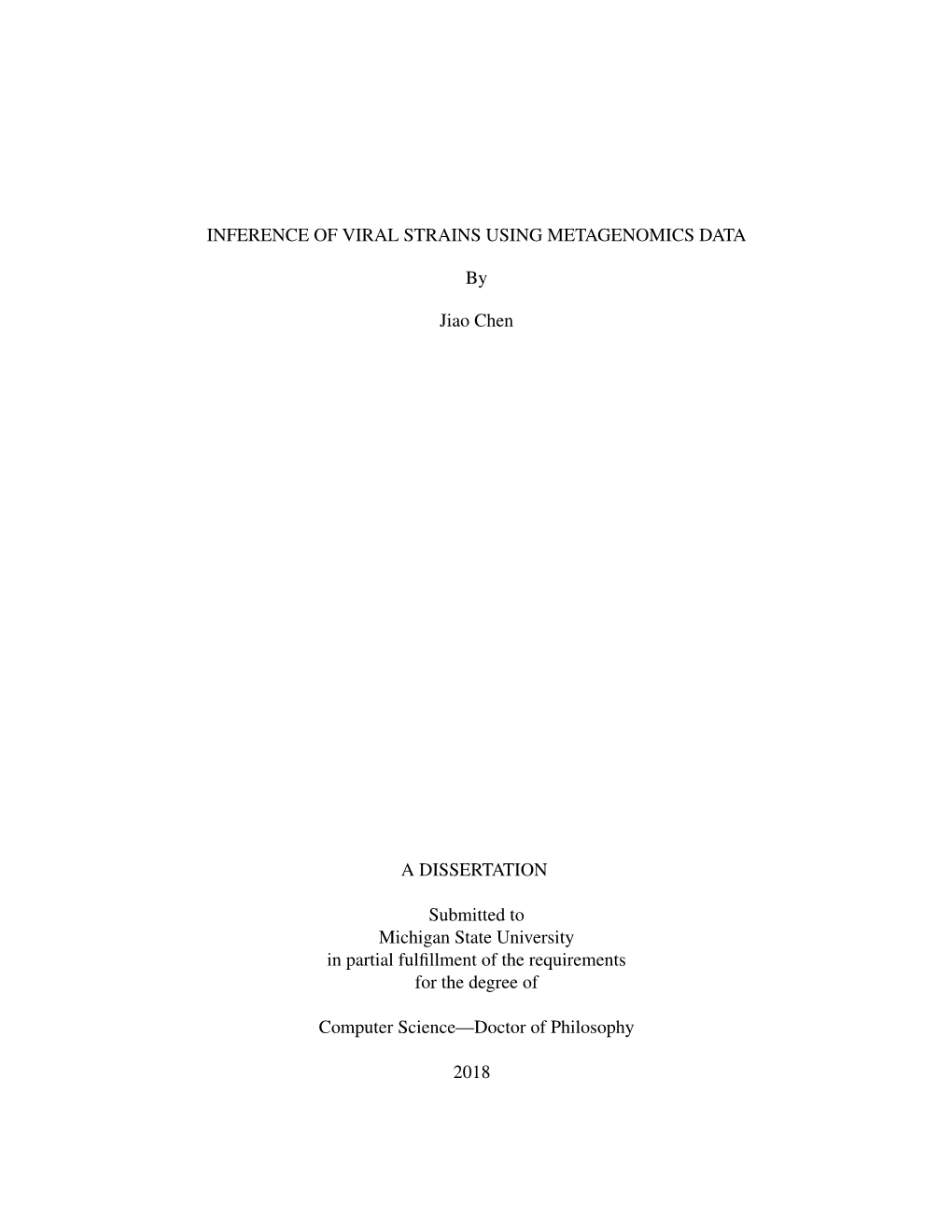 INFERENCE of VIRAL STRAINS USING METAGENOMICS DATA By