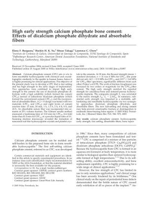 High Early Strength Calcium Phosphate Bone Cement: Effects of Dicalcium Phosphate Dihydrate and Absorbable Fibers