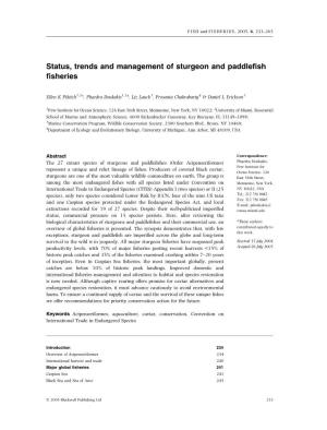 Status, Trends and Management of Sturgeon and Paddlefish Fisheries