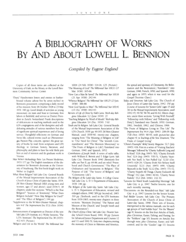 And About Lowell L. Bennion