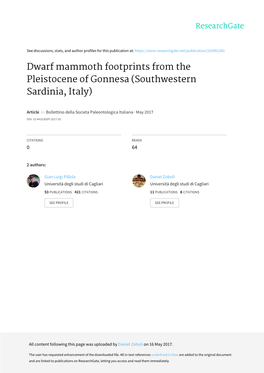 Dwarf Mammoth Footprints from the Pleistocene of Gonnesa (Southwestern Sardinia, Italy)