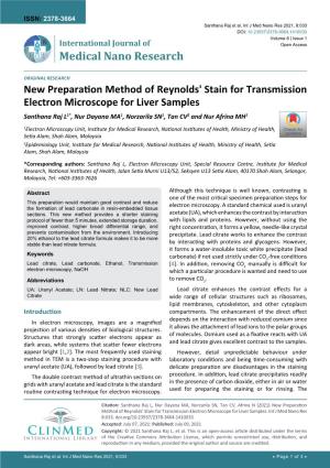 New Preparation Method of Reynolds' Stain for Transmission Electron