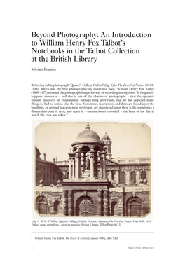 Beyond Photography: an Introduction to William Henry Fox Talbot's