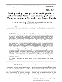 Feeding Ecology, Isotopic Niche, and Ingestion of Fishery-Related Items of the Wandering Albatross Diomedea Exulans at Kerguelen and Crozet Islands
