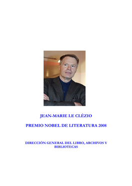 Jean-Marie Le Clézio Premio Nobel De Literatura 2008