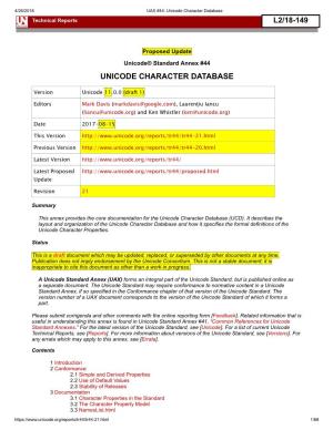 Unicode Character Database L2/18-149