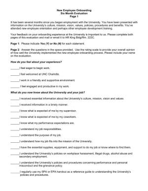 New Employee Onboarding Six Month Evaluation Page 1 It Has Been
