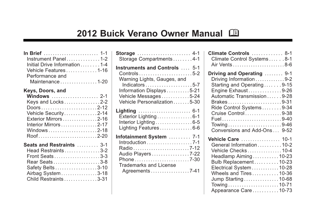 2012 Buick Verano Owner Manual M