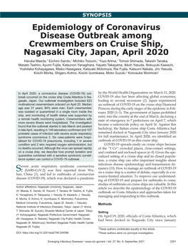 Epidemiology of Coronavirus Disease Outbreak Among Crewmembers on Cruise Ship, Nagasaki City, Japan, April 2020