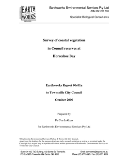 Survey of Coastal Vegetation in Council Reserves at Horseshoe