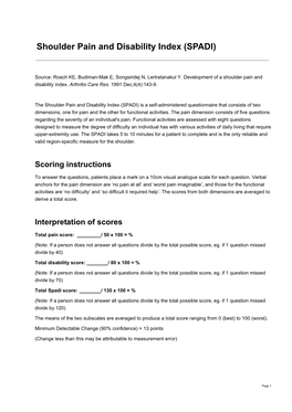 Shoulder Pain and Disability Index (SPADI)