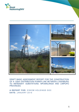 DRAFT BASIC ASSESSMENT REPORT for the CONSTRUCTION of a 132Kv DISTRIBUTION POWER LINE BETWEEN LYDENBURG to MERENSKY SUBSTATIONS