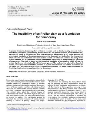 The Feasibility of Self-Reliancism As a Foundation for Democracy