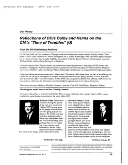 Reflections of Dcls Colby and Helms on the CIA's