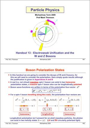 Electroweak Unification and the W and Z Bosons Prof