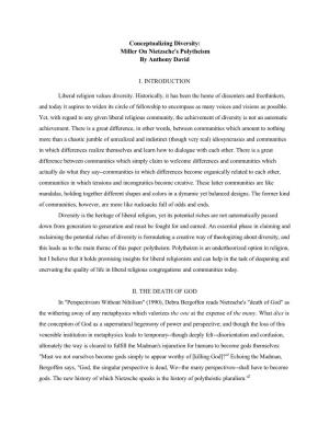 Conceptualizing Diversity: Miller on Nietzsche's Polytheism by Anthony David