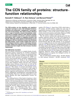The CCN Family of Proteins: Structure– Function Relationships