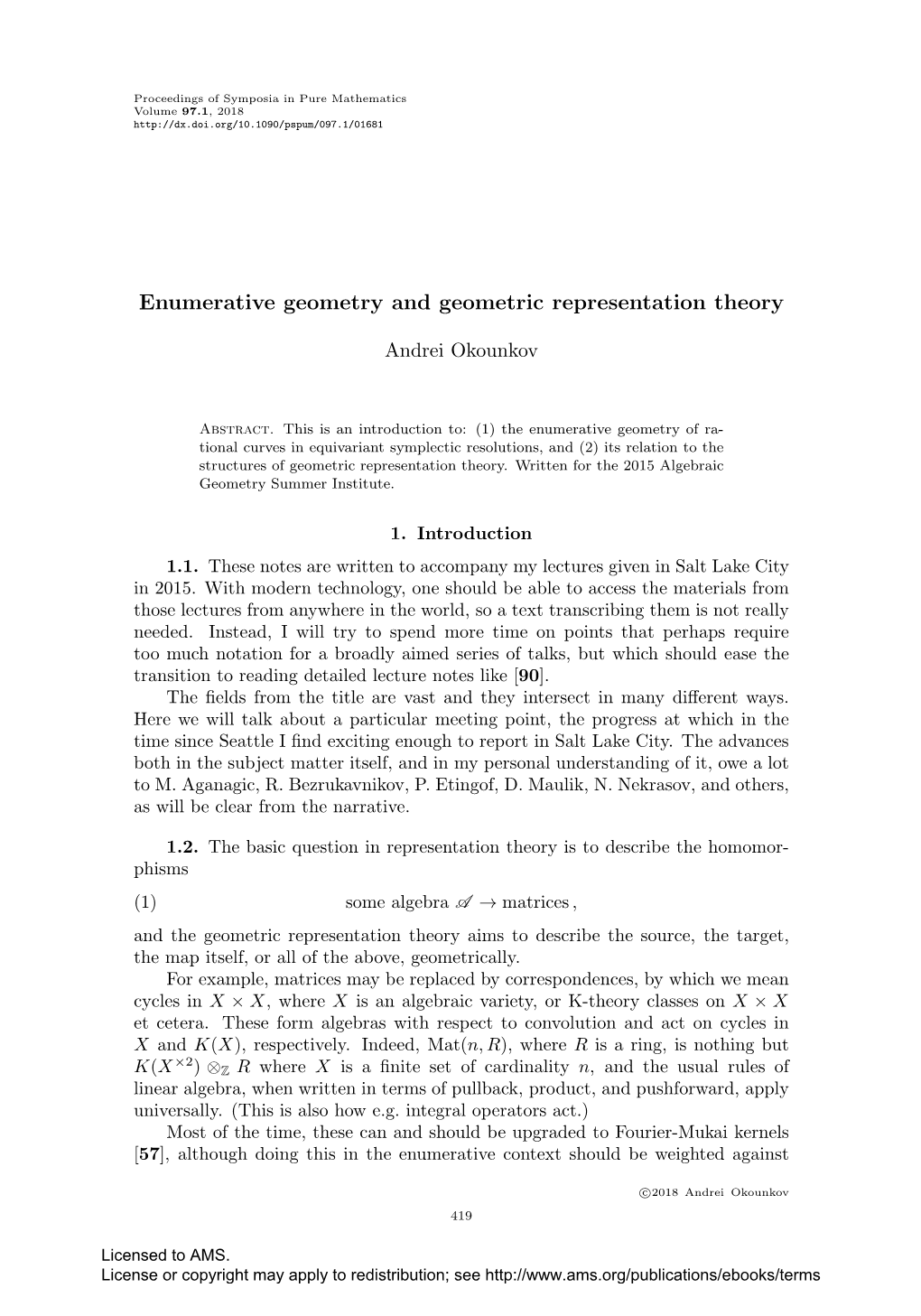 Enumerative Geometry and Geometric Representation Theory