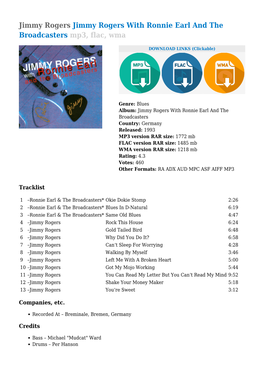 Jimmy Rogers with Ronnie Earl and the Broadcasters Mp3, Flac, Wma