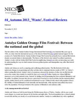 Necsus Antalya Golden Orange Film Festival Between