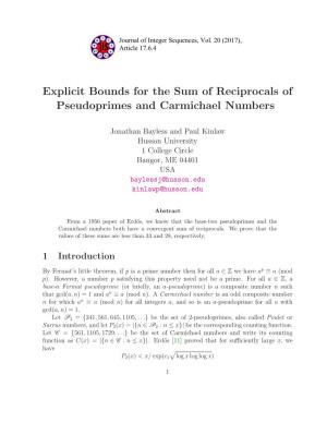 Explicit Bounds for the Sum of Reciprocals of Pseudoprimes and Carmichael Numbers
