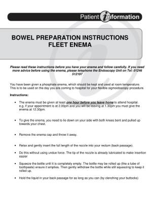 Bowel Preparation Instructions Fleet Enema