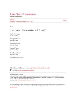 The Iowa Homemaker Vol.7, No.7