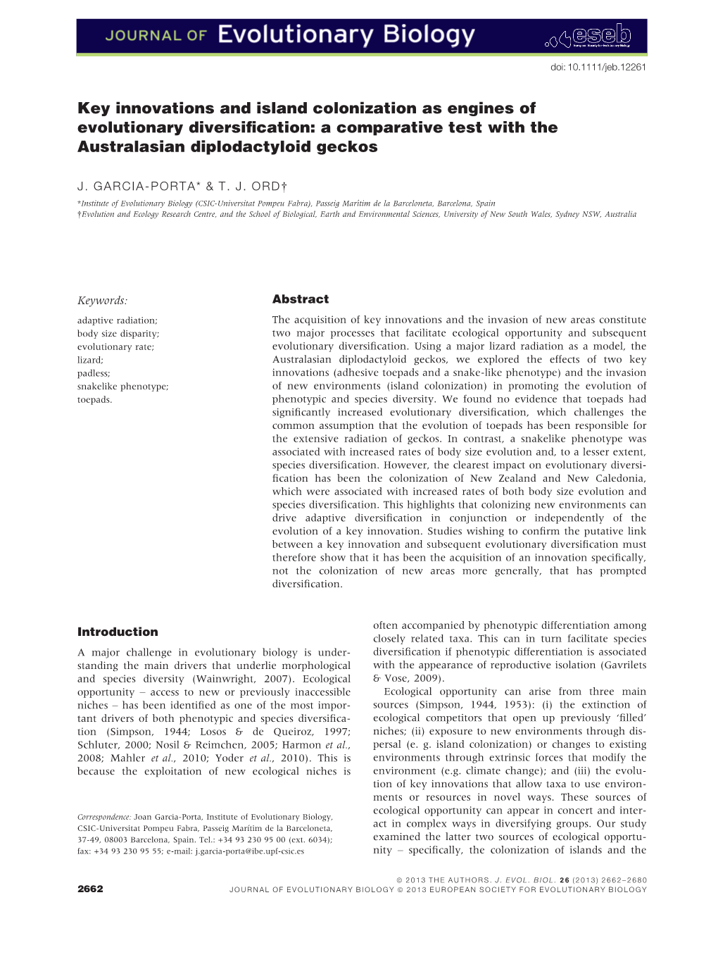 Key Innovations and Island Colonization As Engines of Evolutionary Diversiﬁcation: a Comparative Test with the Australasian Diplodactyloid Geckos