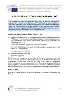 Sources and Scope of European Union Law