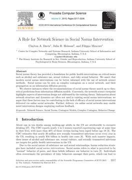 A Role for Network Science in Social Norms Intervention